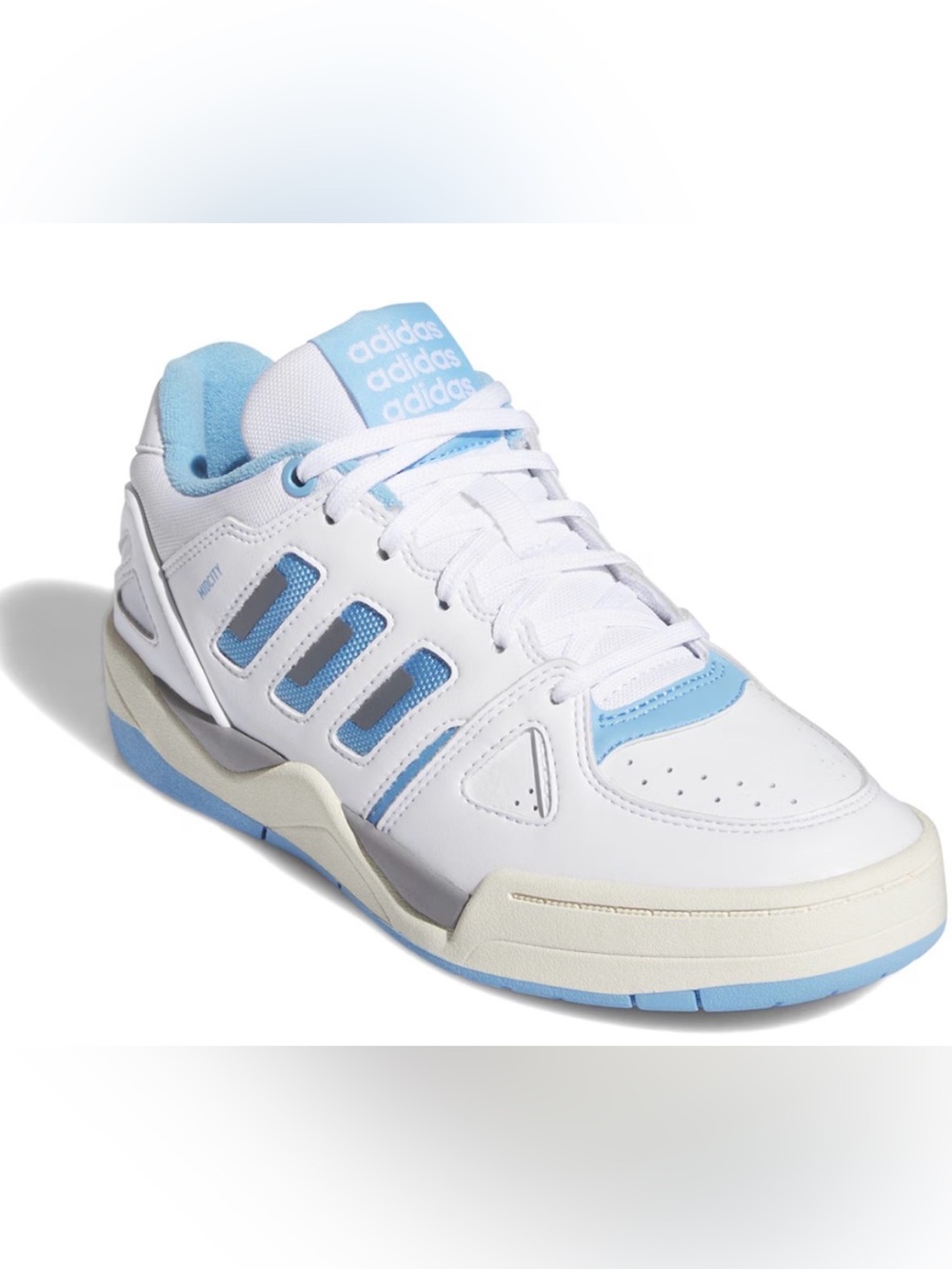 adidas Women White and Light Blue Athletic Sneaker- Midcity Low